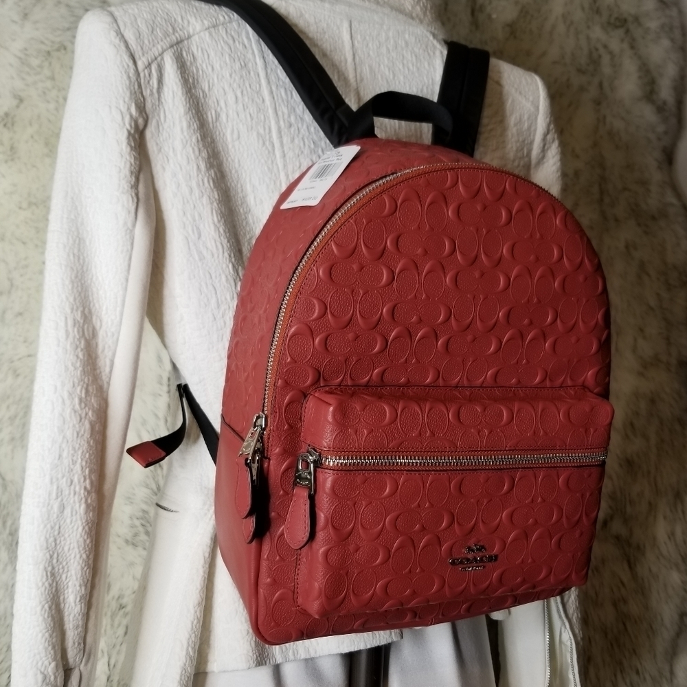 Coach UNISEX BACKPACK SIGNATURE LEATHER DEBOSSED - Picture 6 of 12